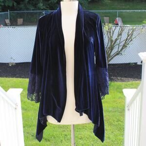 The Pyramid Collection Women's Velvet Waterfall Open Cardigan Oversized Flowy